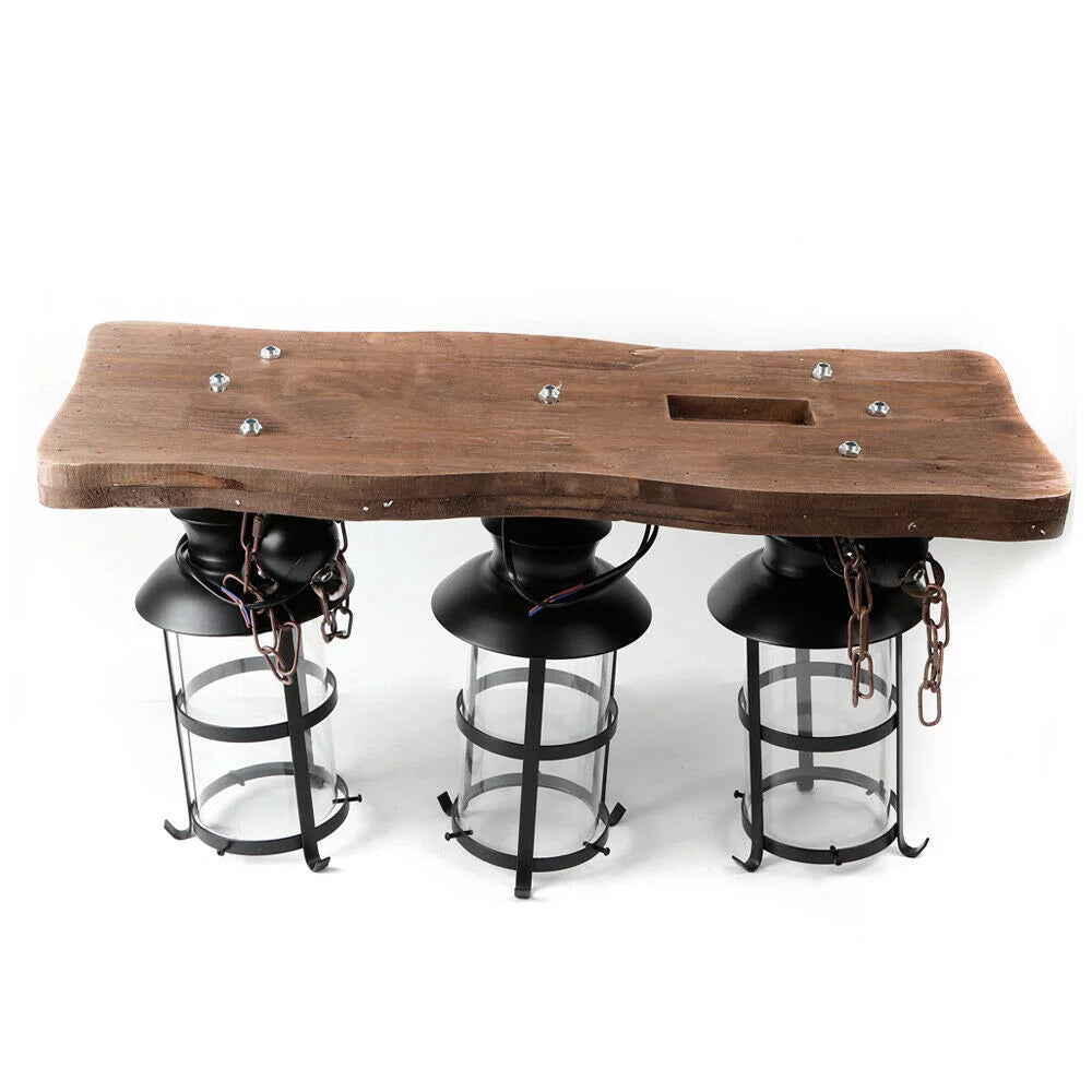 Rustic Wood 3 Heads Hanging Chandelier Ceiling Light A2512
