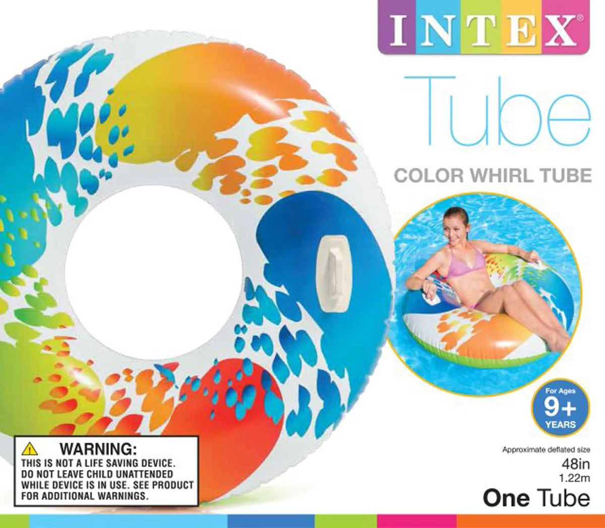 Inflatable 47" Color Whirl Tube Pool Raft with Handles (6 Pack) R725643