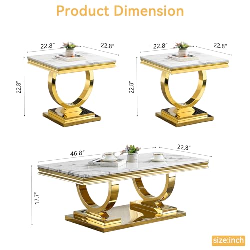 White Marble Coffee Table with Stainless Steel Pedestal X6720