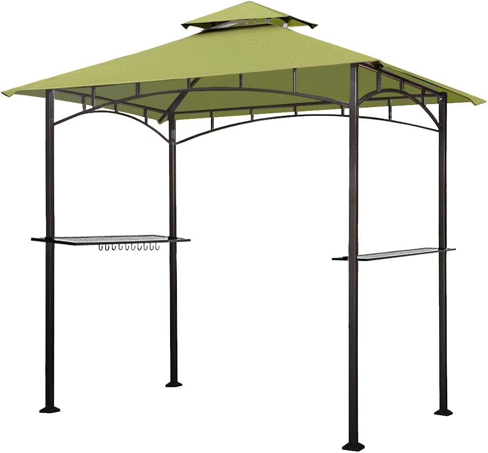5x8 Grill Gazebo with Double Tier Canopy and Steel Frame H203928