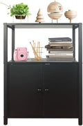 3-Tier Black Bookshelf with 2 Doors O941