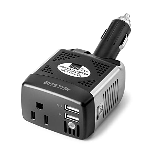 150W Power Inverter 12V to 110V Car Charger with 2 USB Ports K9638