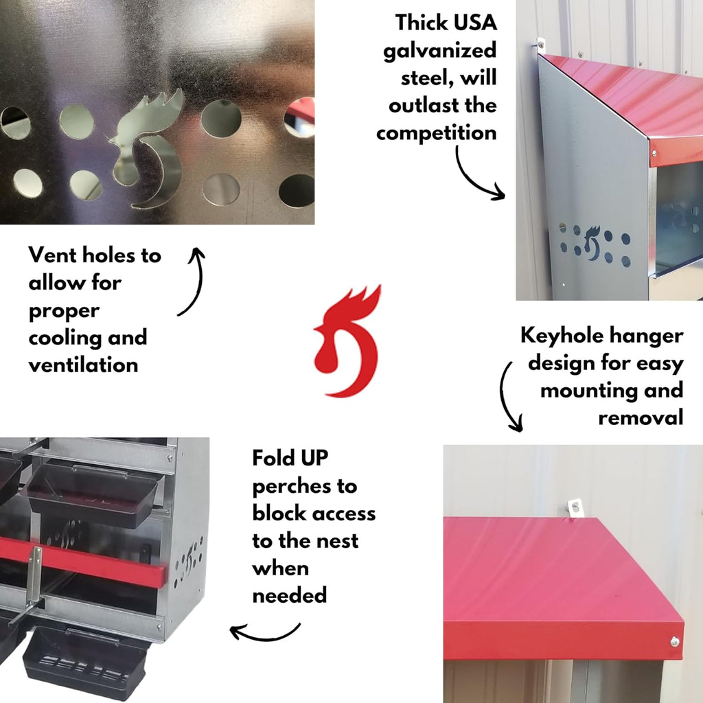 8 Hole Metal Poultry Nest Box for Chickens U816