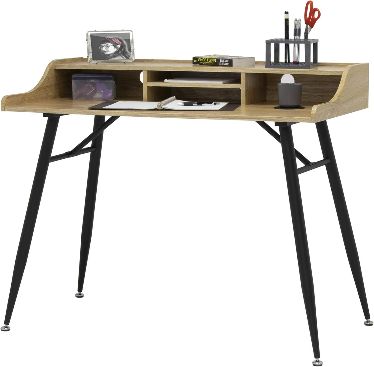 Black Graphite Ashwood Desk with Storage Compartments G871030