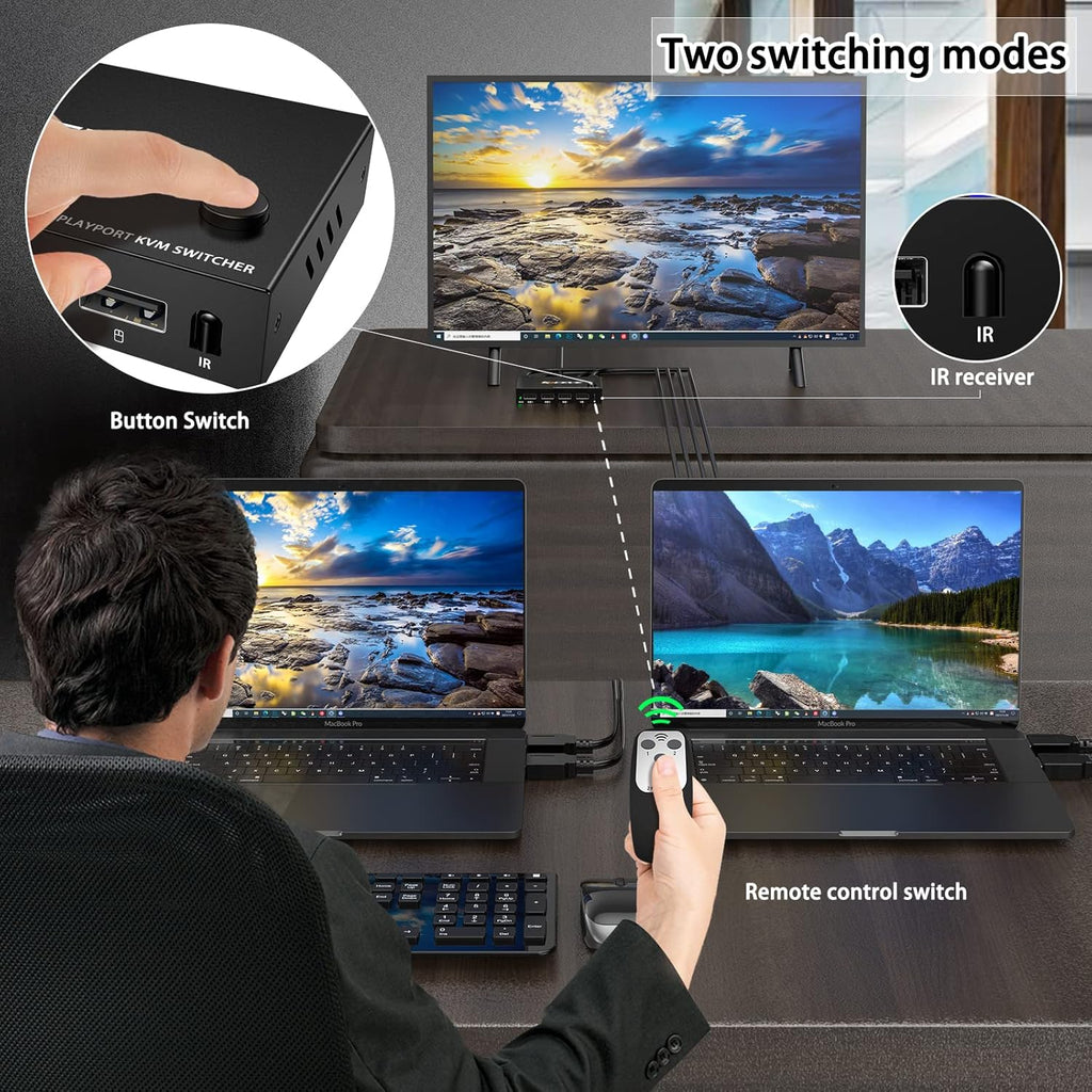 Displayport 2 Port 4K@60Hz KVM Switch with USB U16267
