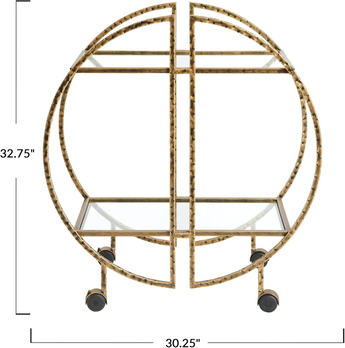 Hammered Brass Bar Cart K4132