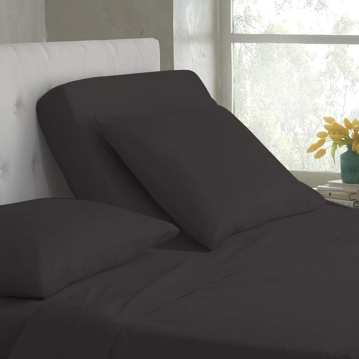 California King 100% Egyptian Cotton Dark Grey 800 Thread Count Sateen Bed Sheet Set W22962