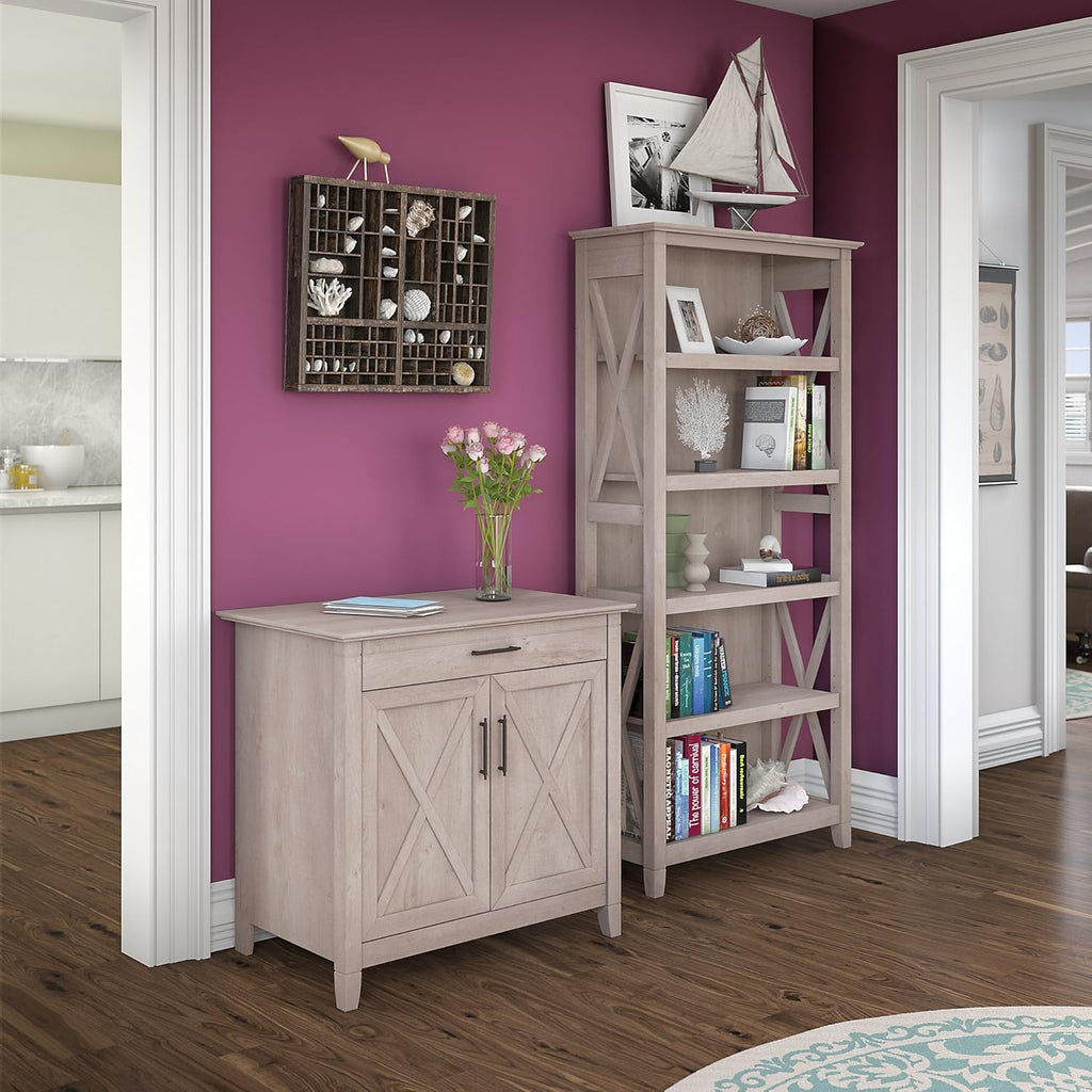 Bing Cherry Secretary Desk with 5 Shelf Bookcase I357