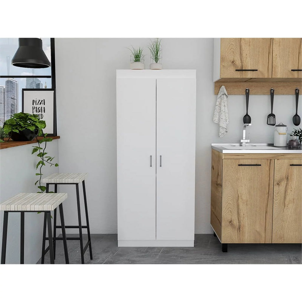 White 5-Shelf Engineered Wood Pantry Cabinet Y4229