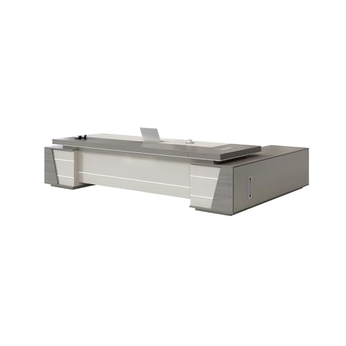 Gray L-Shaped Executive Desk with Side Cabinet 71" L x 63" W x 29.5" H F416467