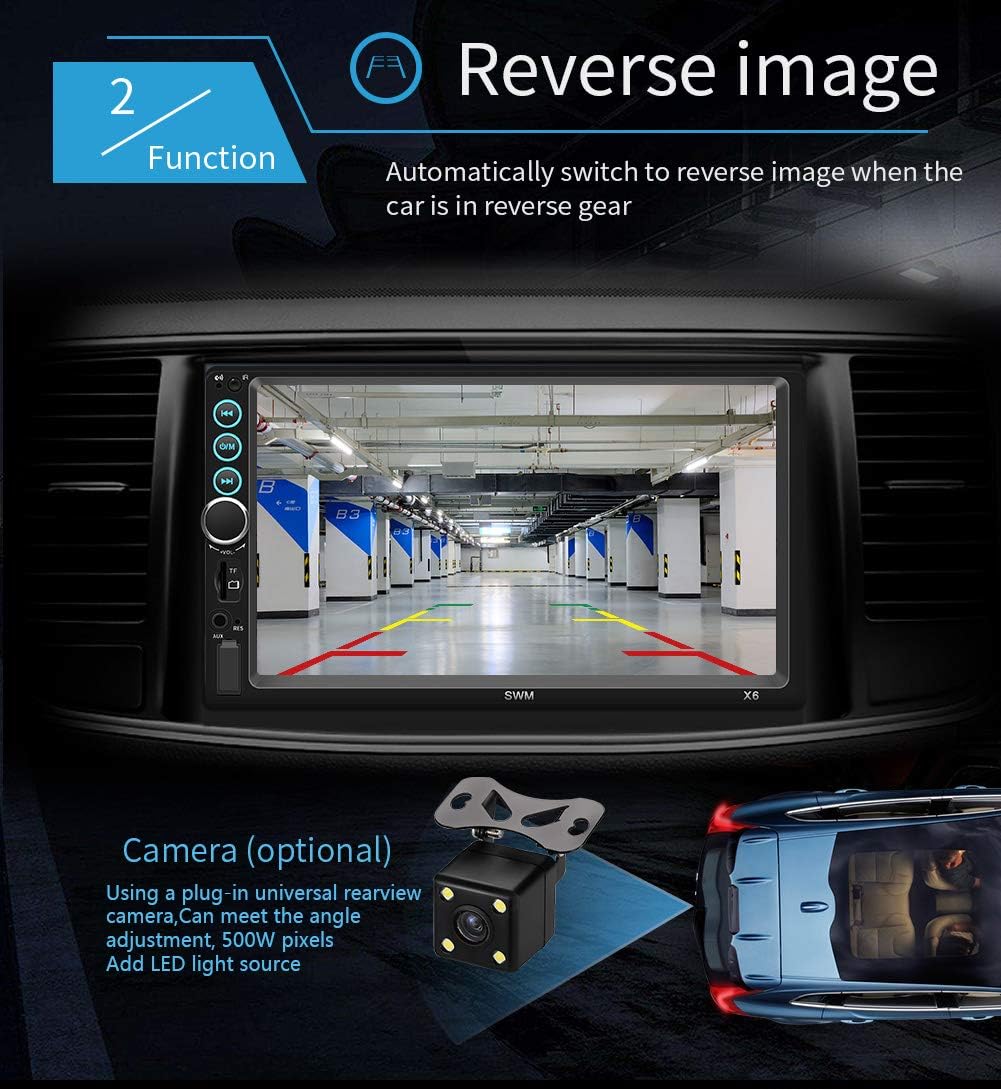 7 Inch Double Din Touch Screen Car Stereo with Backup Camera P289366
