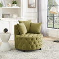 Khaki Green Velvet Swivel Chair with Wheels T1625