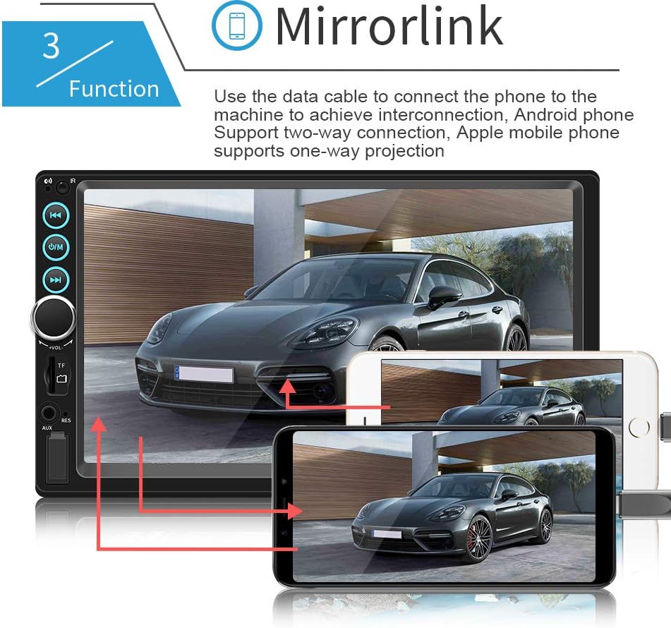 7 Inch Double Din Touch Screen Car Stereo with Backup Camera P289366