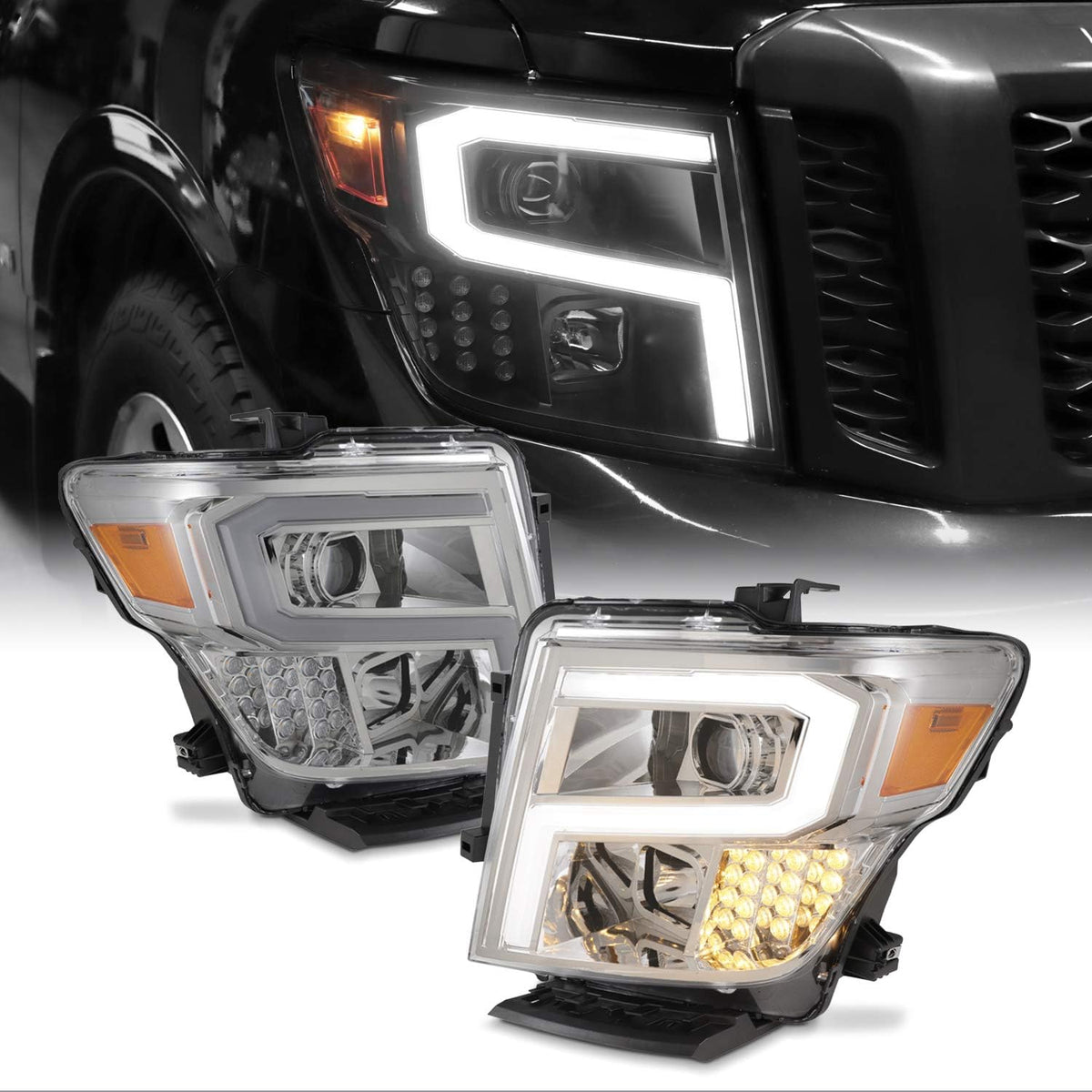 Chrome Projector LED Headlights Q4904
