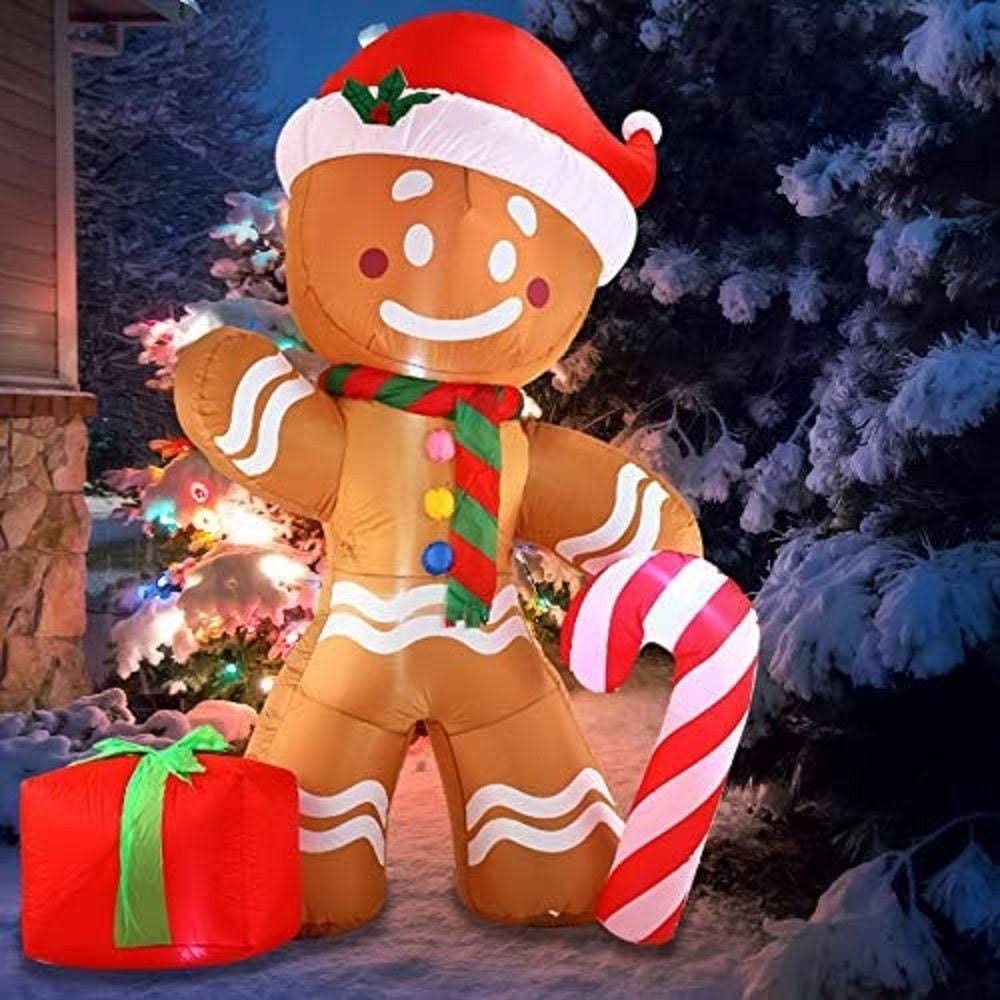 8 ft. Tall Brown Red & White Plastic Gingerbread Man Inflatable I505316