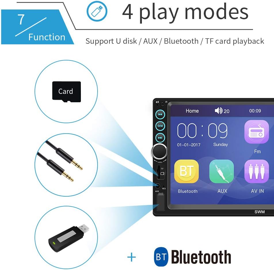 7 Inch Double Din Touch Screen Car Stereo with Backup Camera P289366