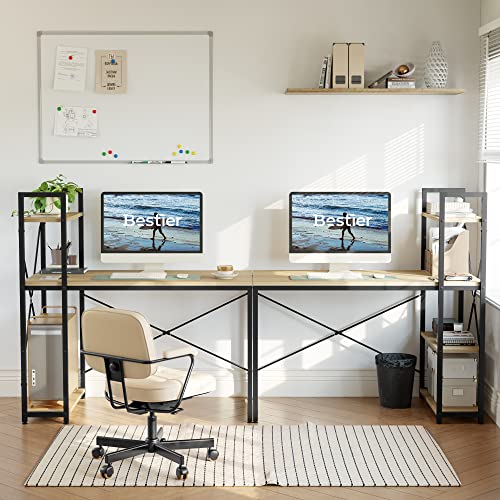 47 Inch Grained Black Computer Desk with Shelves J558