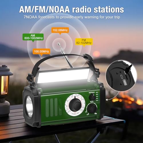 37000mWh Hand Crank Solar NOAA AM FM Weather Radio with Flashlight Reading Lamp SOS Alarm Compass Power Bank S499