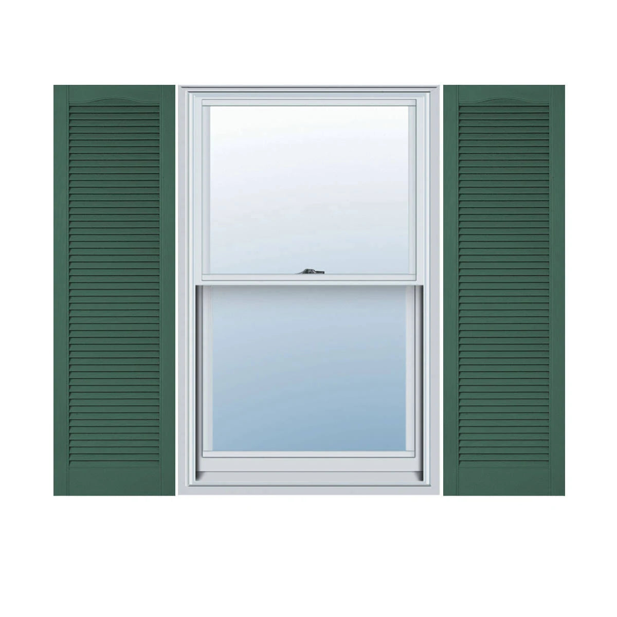 Vinyl Cathedral Top Open Louver Shutters E499254