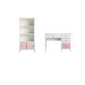 2 Piece Kids Bedroom Set with Bookcase and Desk in White and Pink Y265