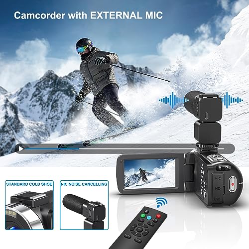 64MP 18X Digital Camcorder with 3.0 inch Flip Screen, 32GB SD Card, Two Batteries and External Mic B324
