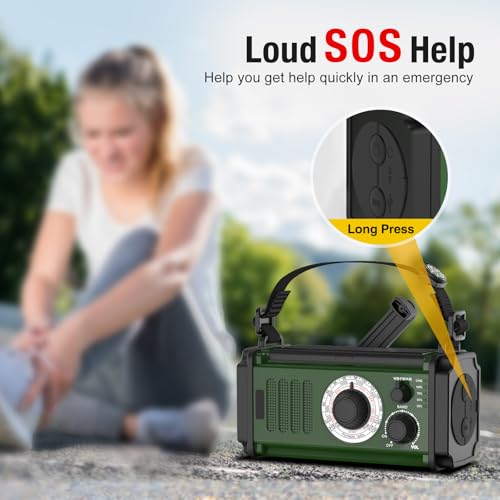 37000mWh Hand Crank Solar NOAA AM FM Weather Radio with Flashlight Reading Lamp SOS Alarm Compass Power Bank S499