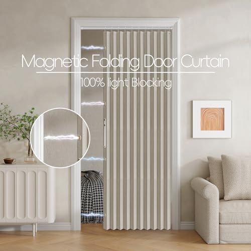 Grey W42 x L78 Folding Door Curtain with Magnetic Closure P421718