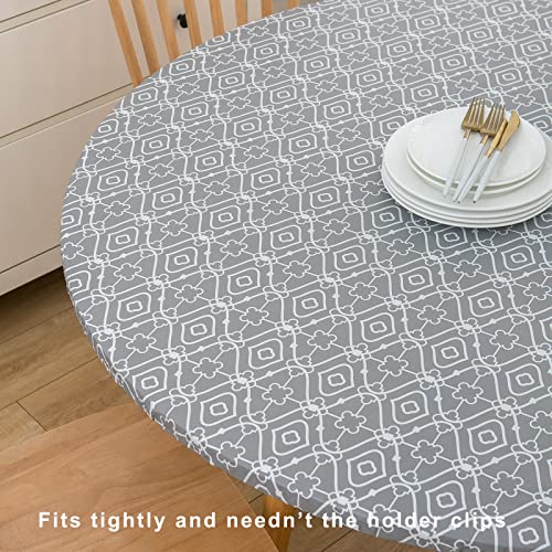 Round Vinyl Fitted Tablecloth with Elastic Edge for 40"-44" Round Table U160055