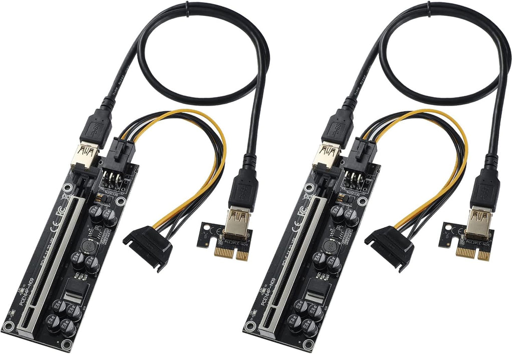 PCIE Riser with 6PIN SATA Power Cable and 60cm USB 3.0 Cable, 6 Pack H807062