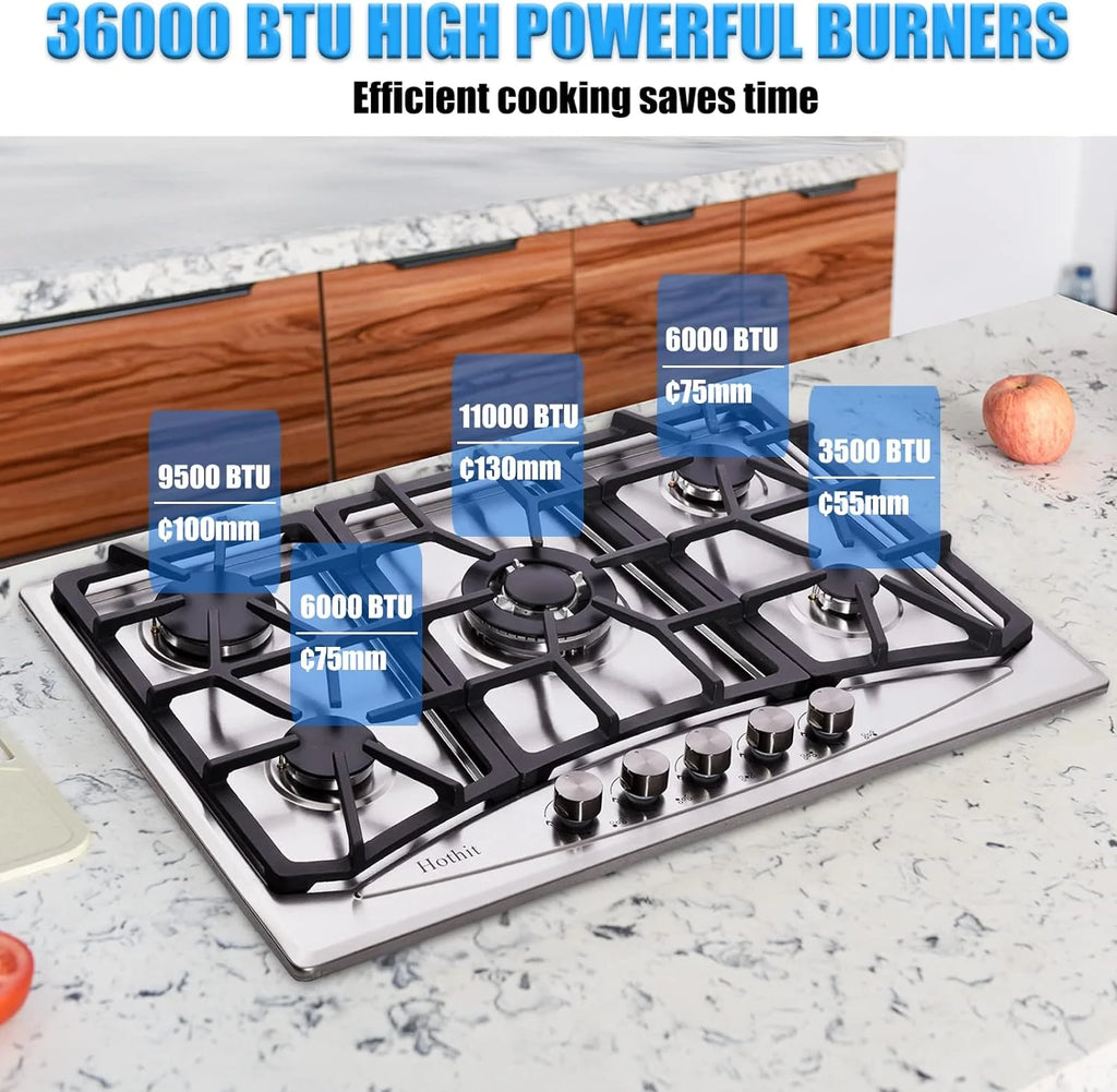 30 Inch 5 Burner Stainless Steel Propane Gas Cooktop P276822