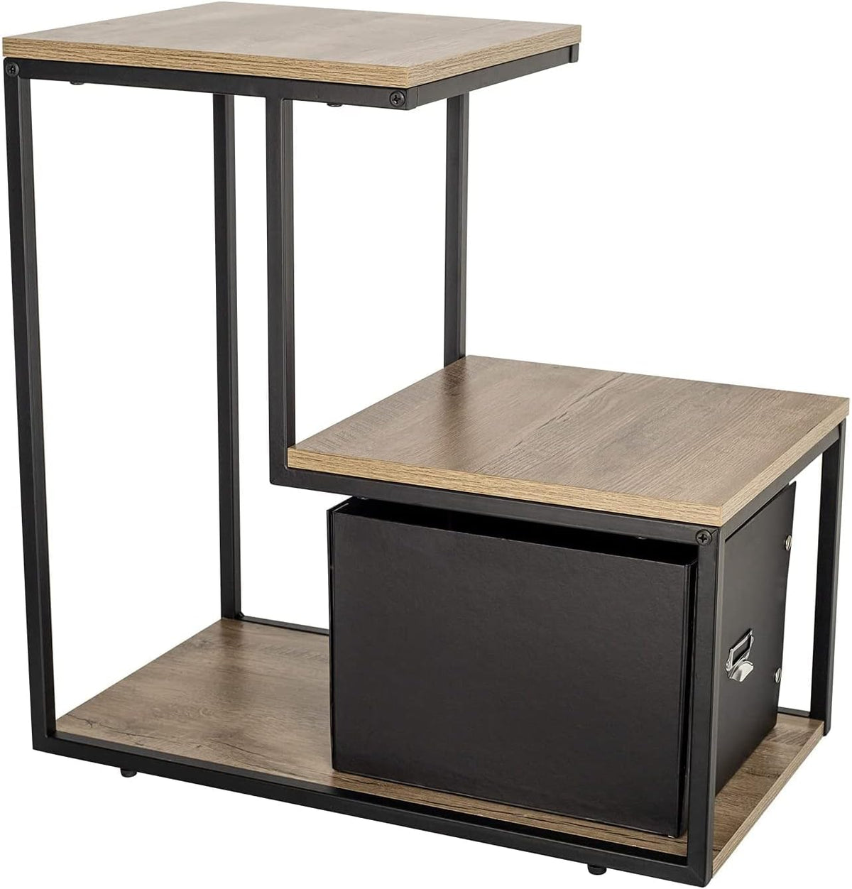 Small Wooden Sofa Side Table with Storage Shelf and 2 Drawers Q3600