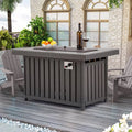 Gray 43 Inch HDPE Propane Fire Pit Table with Lid and Fire Glass D928296