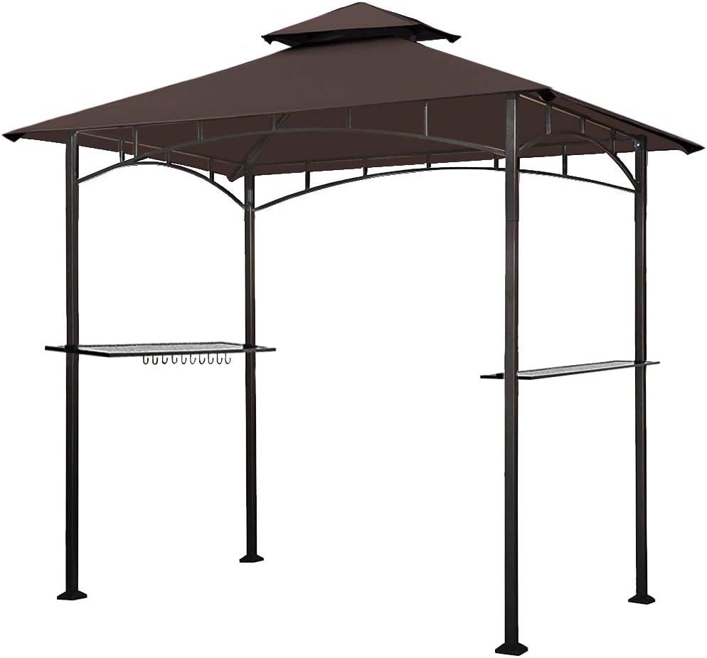 5x8 Grill Gazebo with Double Tier Canopy and Steel Frame H203928