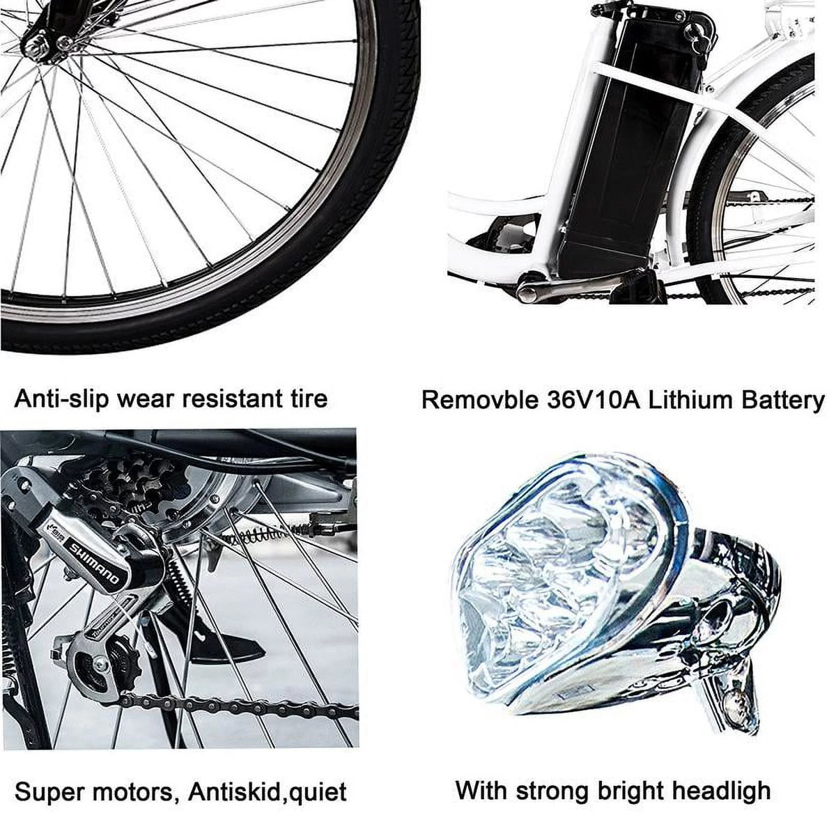 Camel White 26 In. 250W 36V 10A Electric Bicycle B363710