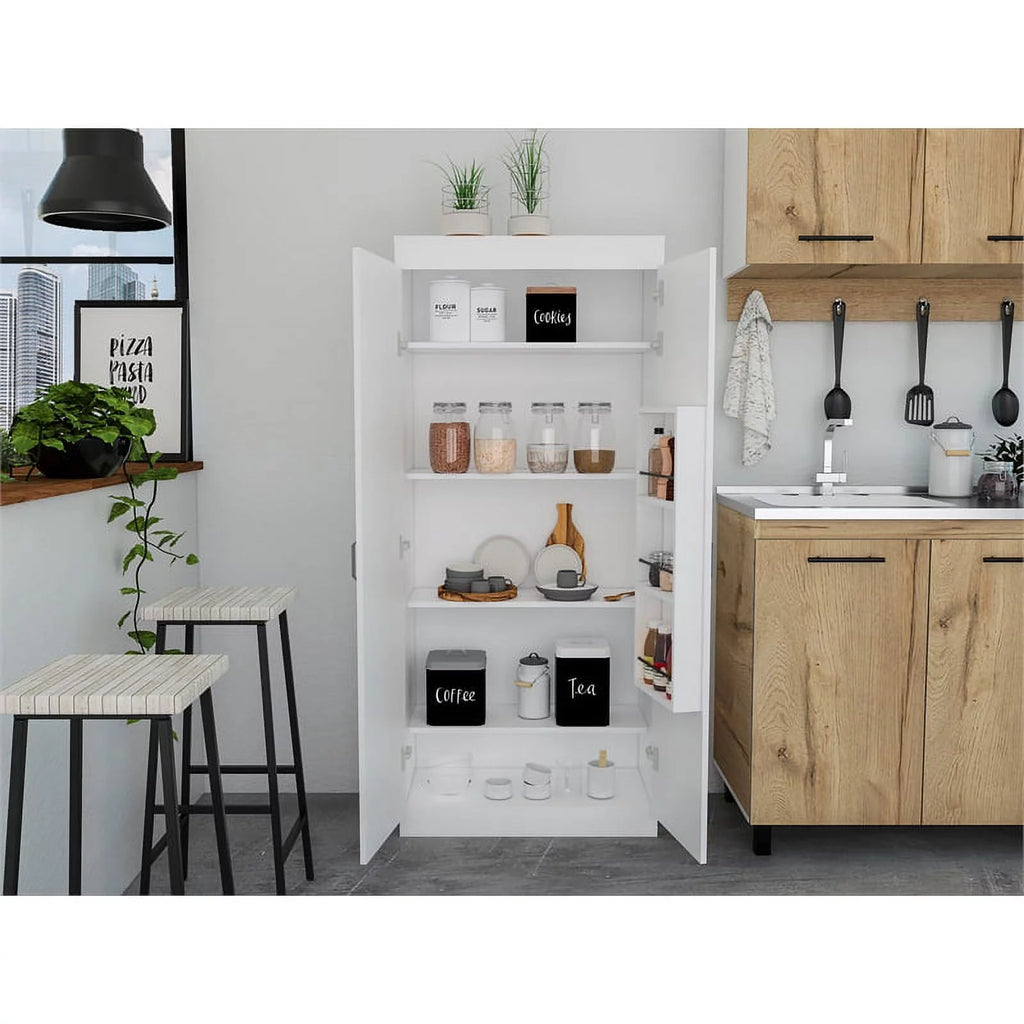 White 5-Shelf Engineered Wood Pantry Cabinet Y4229