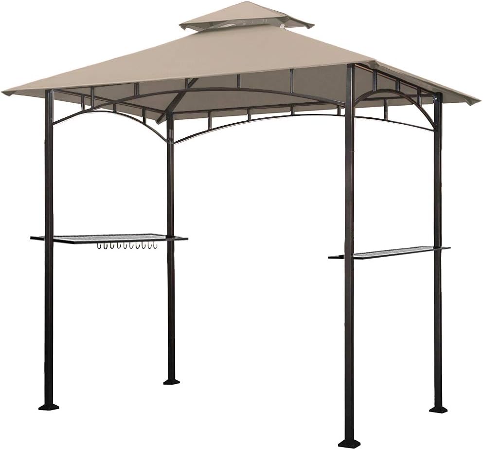 5x8 Grill Gazebo with Double Tier Canopy and Steel Frame H203928