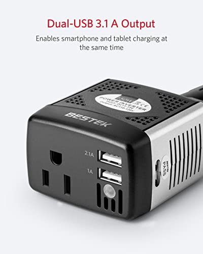 150W Power Inverter 12V to 110V Car Charger with 2 USB Ports K9638