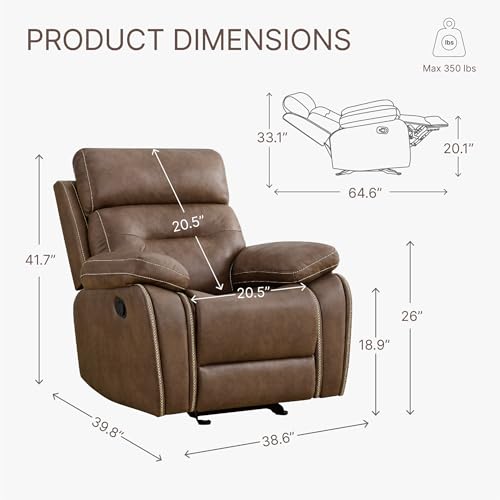 Brown Leather Manual Recliner Sofa P64904