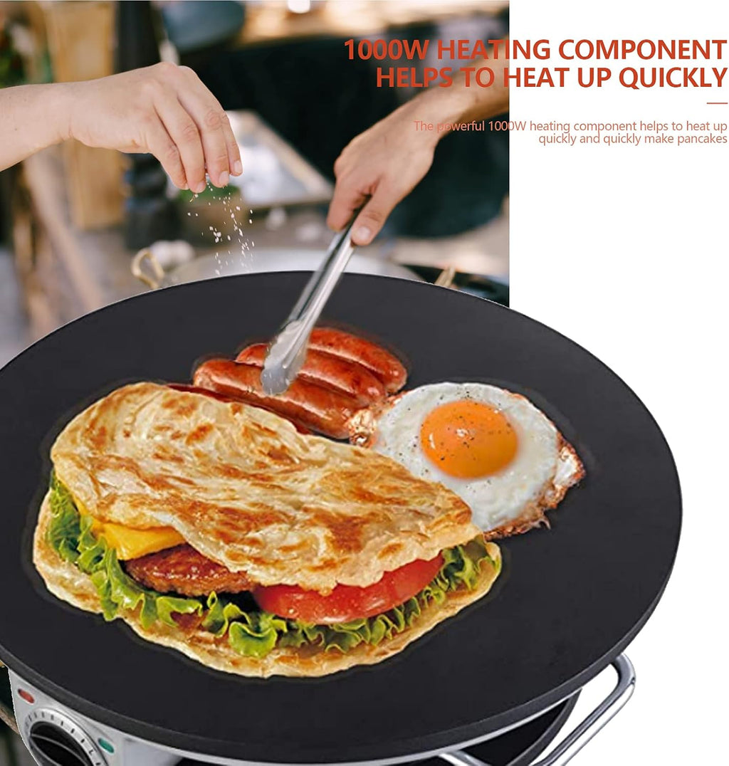 13in Non Stick Electric Crepe Maker with Temperature Control Knob T74724