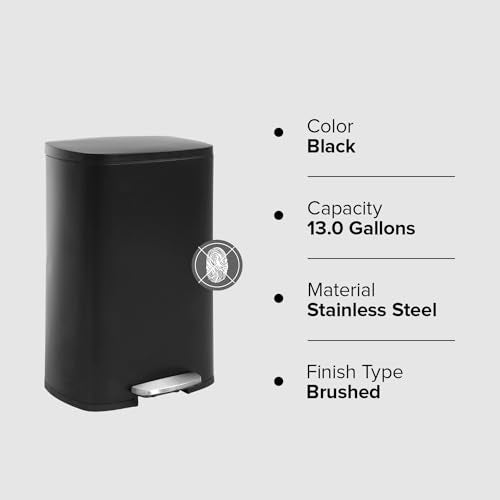 White 13 Gallon Stainless Steel Step Waste Bin F629410