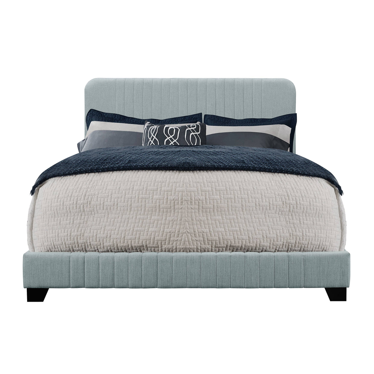Blue Queen Upholstered Panel Bed G507