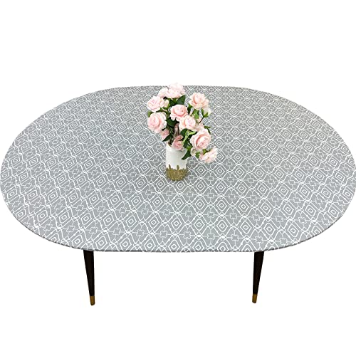 Round Vinyl Fitted Tablecloth with Elastic Edge for 40"-44" Round Table U160055