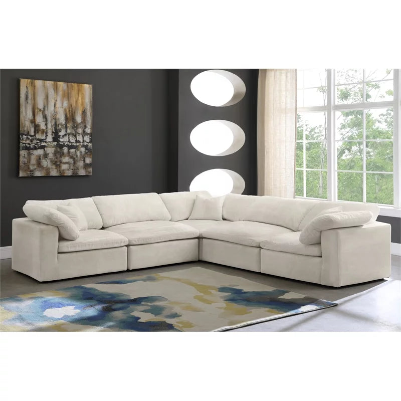 Cream Velvet Modular Sectional Sofa A56743
