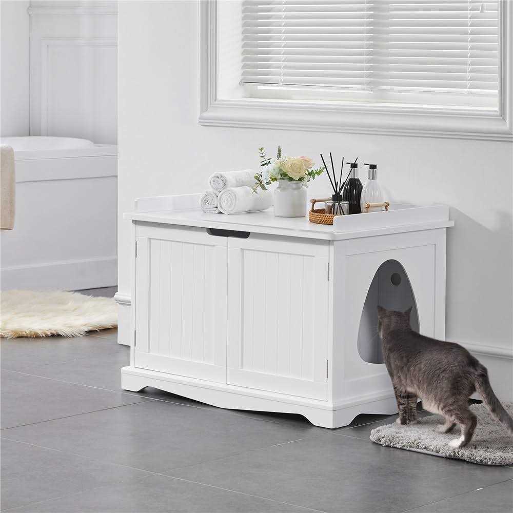 Wooden Cat Litter Box Enclosure Side Table X896671