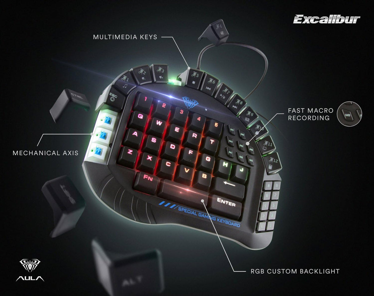 One Handed Mechanical Gaming Keyboard with Wrist Rest C8342