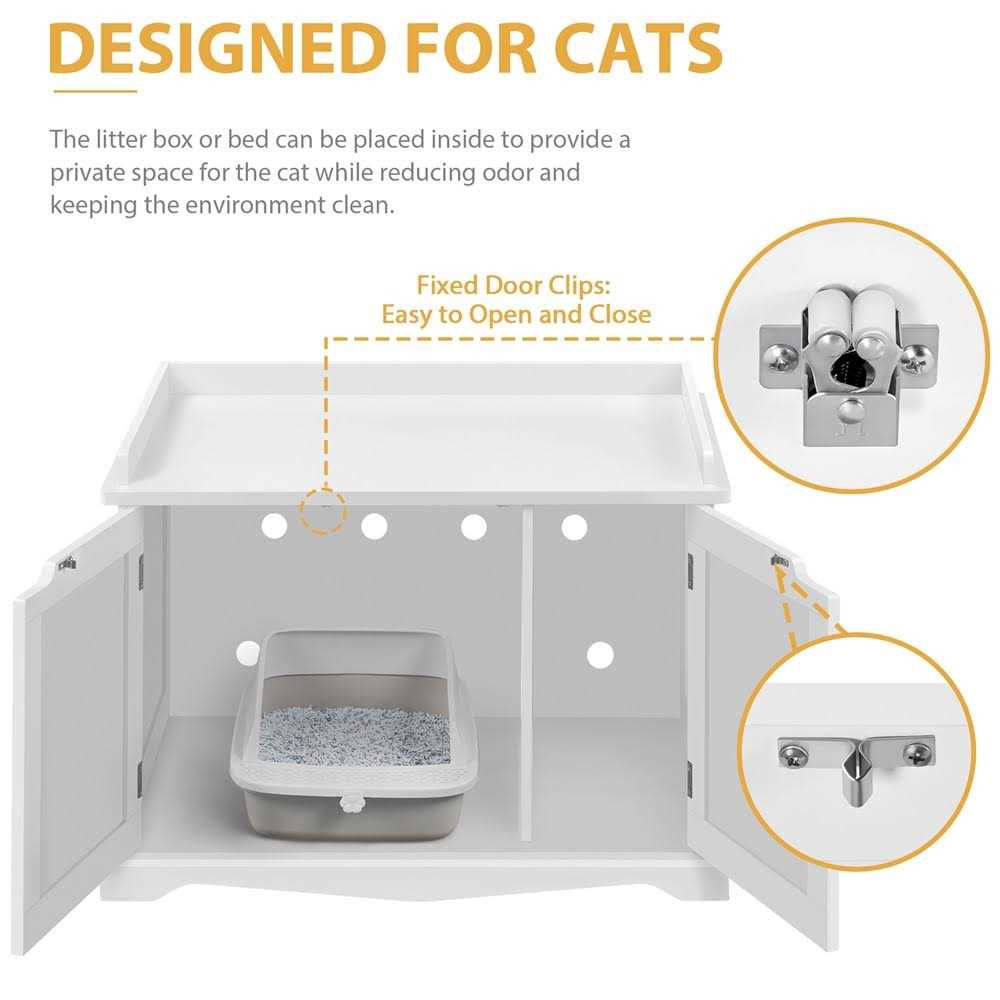 Wooden Cat Litter Box Enclosure Side Table X896671