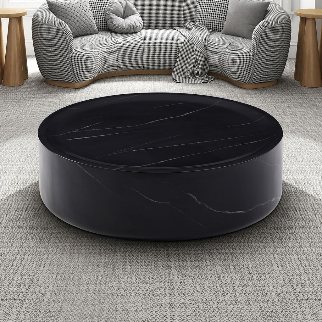 Black Faux Marble Round Coffee Table H564