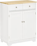 White Kitchen Sideboard with Solid Wood Top and Drawer Q508