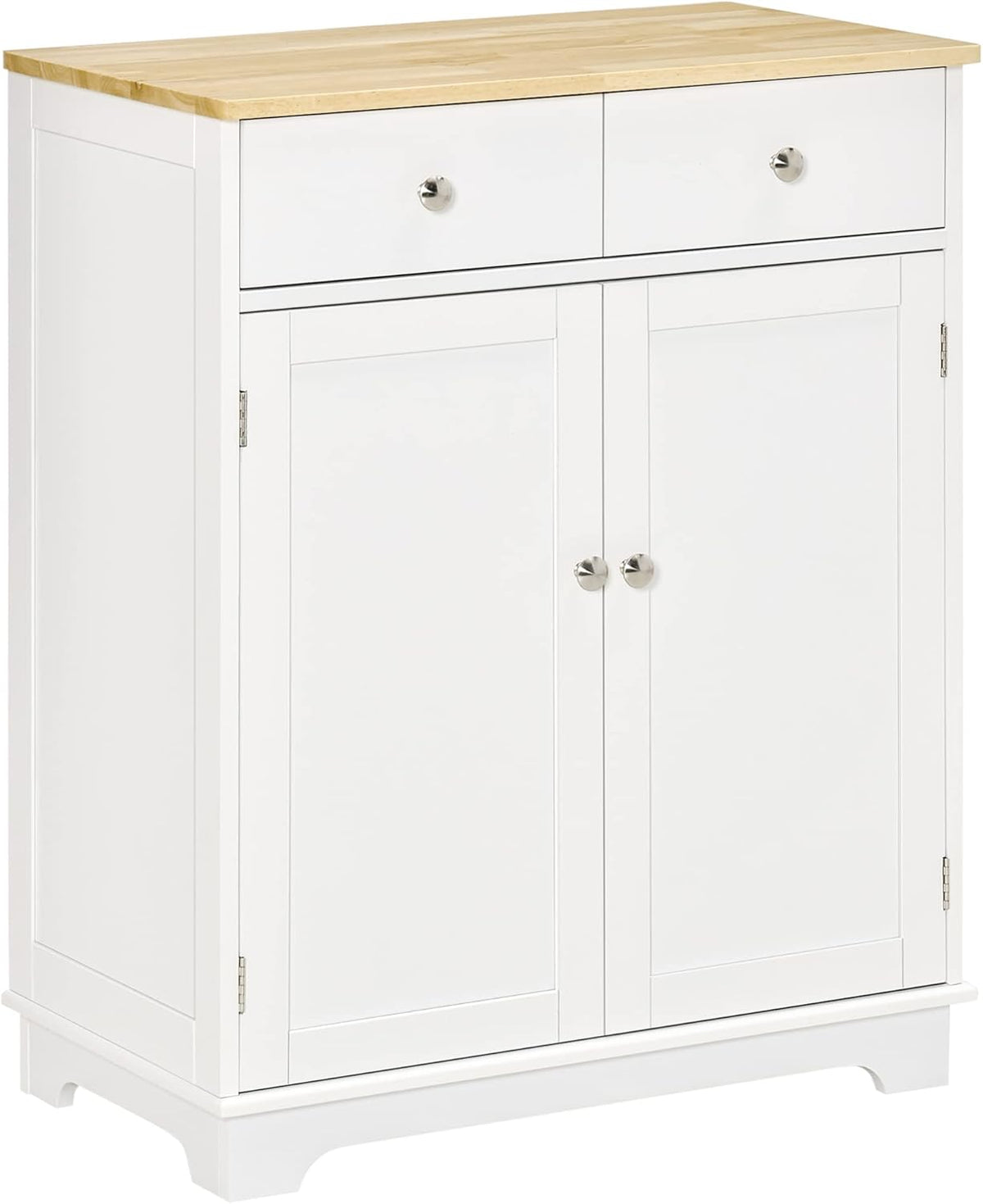 White Kitchen Sideboard with Solid Wood Top and Drawer Q508