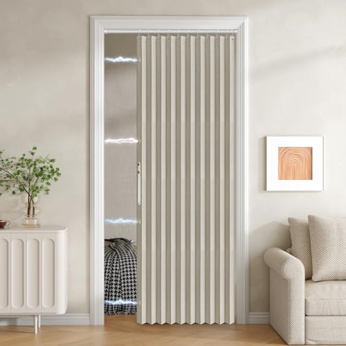 Grey W42 x L78 Folding Door Curtain with Magnetic Closure P421718